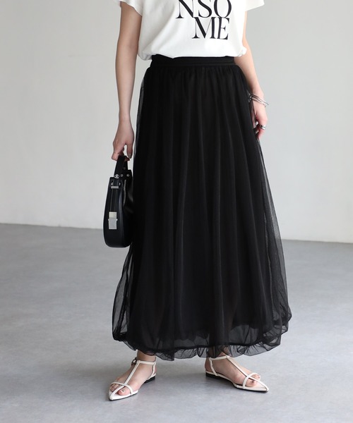 Riberry（リベリー）の「ラメチュールバルーンスカート（スカート・レディース・ブラック/オフホワイト/チャコールグレー・FREE）」の3枚目の写真