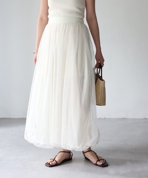 Riberry（リベリー）の「ラメチュールバルーンスカート（スカート・レディース・ブラック/オフホワイト/チャコールグレー・FREE）」の5枚目の写真