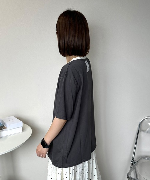 CRB（シーアールビー）の「アイスコーヒープリントリンガー半袖Tシャツ（Tシャツ/カットソー・レディース・グレー/オフホワイト/チャコール・F）」の10枚目の写真