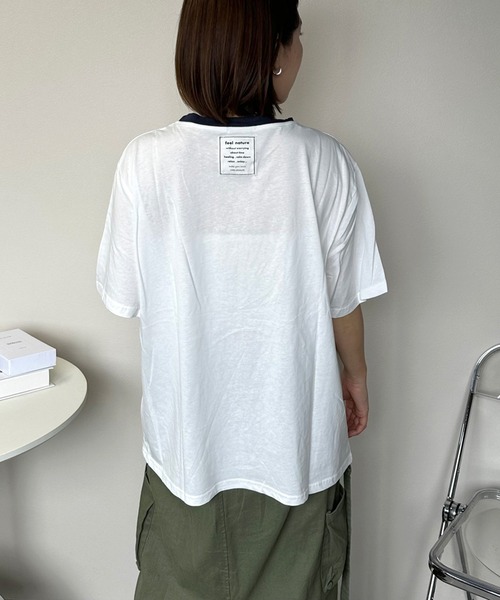 CRB（シーアールビー）の「アイスコーヒープリントリンガー半袖Tシャツ（Tシャツ/カットソー・レディース・グレー/オフホワイト/チャコール・F）」の5枚目の写真