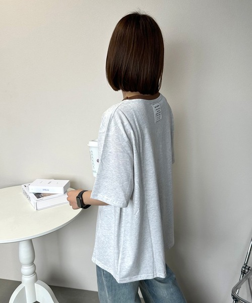 CRB（シーアールビー）の「アイスコーヒープリントリンガー半袖Tシャツ（Tシャツ/カットソー・レディース・グレー/オフホワイト/チャコール・F）」の16枚目の写真