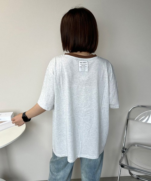 CRB（シーアールビー）の「アイスコーヒープリントリンガー半袖Tシャツ（Tシャツ/カットソー・レディース・グレー/オフホワイト/チャコール・F）」の15枚目の写真