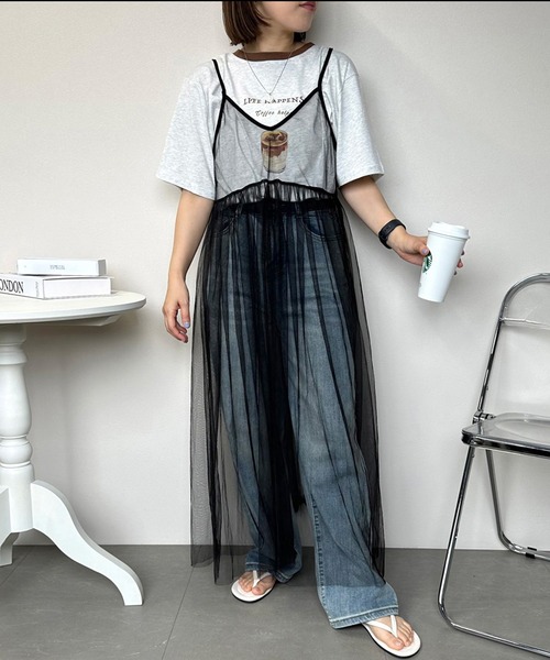 CRB（シーアールビー）の「アイスコーヒープリントリンガー半袖Tシャツ（Tシャツ/カットソー・レディース・グレー/オフホワイト/チャコール・F）」の13枚目の写真