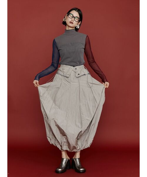 UN3D.（アンスリード）の「COLOR BLOCK TULLE TOP / カラーブロックチュールトップ（Tシャツ/カットソー・レディース・グレー/ブラック・FREE）」の10枚目の写真