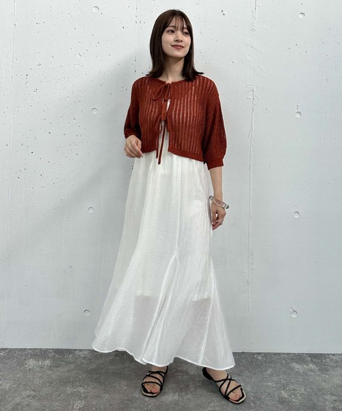 archives（アルシーヴ）の「２ｗａｙストライプメッシュニット×マーメイドキャミワンピースＳＥＴ（ワンピース・レディース・オレンジ/ブラック/ブルーグレー・MEDIUM）」の3枚目の写真