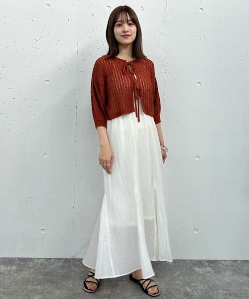 archives（アルシーヴ）の「２ｗａｙストライプメッシュニット×マーメイドキャミワンピースＳＥＴ（ワンピース・レディース・オレンジ/ブラック/ブルーグレー・MEDIUM）」の5枚目の写真