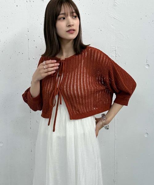 archives（アルシーヴ）の「２ｗａｙストライプメッシュニット×マーメイドキャミワンピースＳＥＴ（ワンピース・レディース・オレンジ/ブラック/ブルーグレー・MEDIUM）」の7枚目の写真