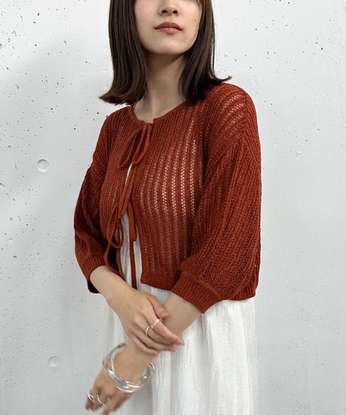 archives（アルシーヴ）の「２ｗａｙストライプメッシュニット×マーメイドキャミワンピースＳＥＴ（ワンピース・レディース・オレンジ/ブラック/ブルーグレー・MEDIUM）」の8枚目の写真