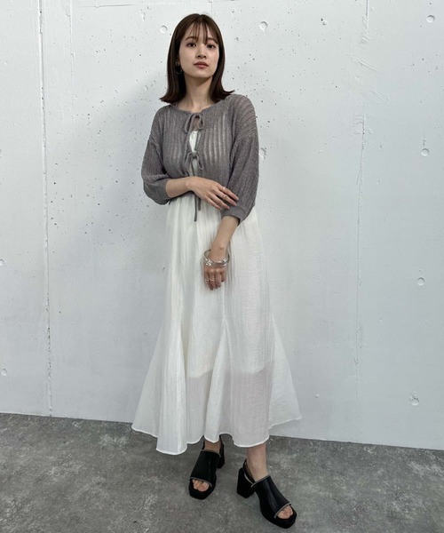 archives（アルシーヴ）の「２ｗａｙストライプメッシュニット×マーメイドキャミワンピースＳＥＴ（ワンピース・レディース・オレンジ/ブラック/ブルーグレー・MEDIUM）」の13枚目の写真