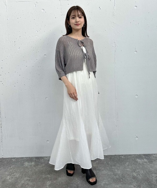 archives（アルシーヴ）の「２ｗａｙストライプメッシュニット×マーメイドキャミワンピースＳＥＴ（ワンピース・レディース・オレンジ/ブラック/ブルーグレー・MEDIUM）」の12枚目の写真