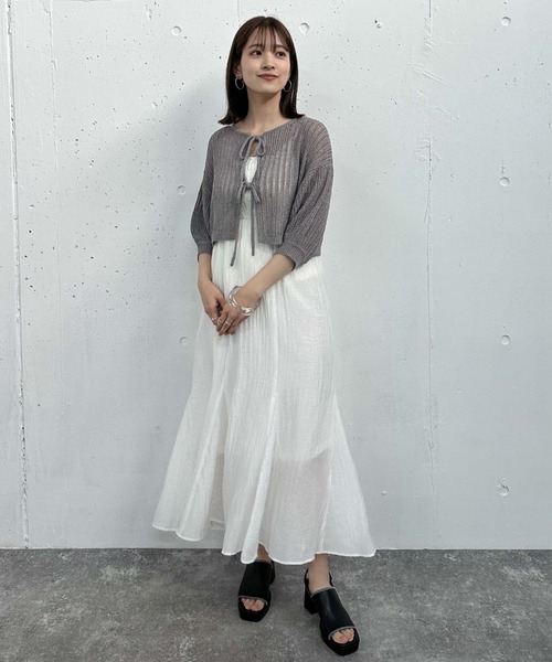 archives（アルシーヴ）の「２ｗａｙストライプメッシュニット×マーメイドキャミワンピースＳＥＴ（ワンピース・レディース・オレンジ/ブラック/ブルーグレー・MEDIUM）」の11枚目の写真