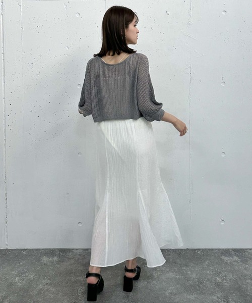 archives（アルシーヴ）の「２ｗａｙストライプメッシュニット×マーメイドキャミワンピースＳＥＴ（ワンピース・レディース・オレンジ/ブラック/ブルーグレー・MEDIUM）」の14枚目の写真