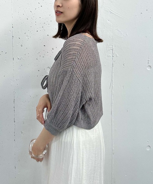 archives（アルシーヴ）の「２ｗａｙストライプメッシュニット×マーメイドキャミワンピースＳＥＴ（ワンピース・レディース・オレンジ/ブラック/ブルーグレー・MEDIUM）」の17枚目の写真