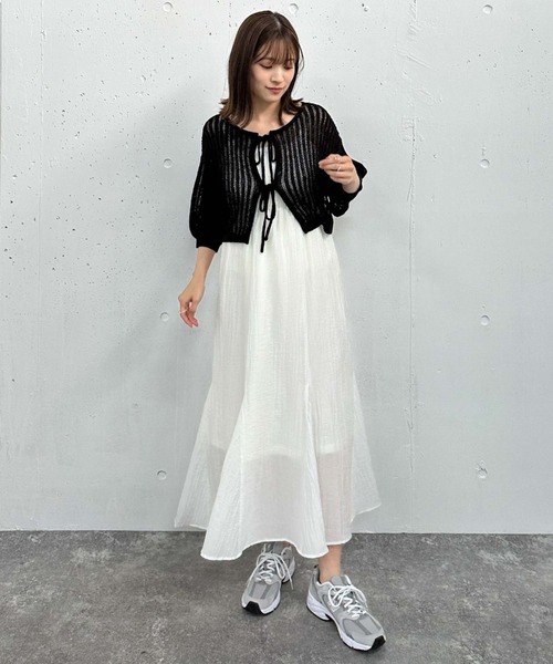 archives（アルシーヴ）の「２ｗａｙストライプメッシュニット×マーメイドキャミワンピースＳＥＴ（ワンピース・レディース・オレンジ/ブラック/ブルーグレー・MEDIUM）」の19枚目の写真