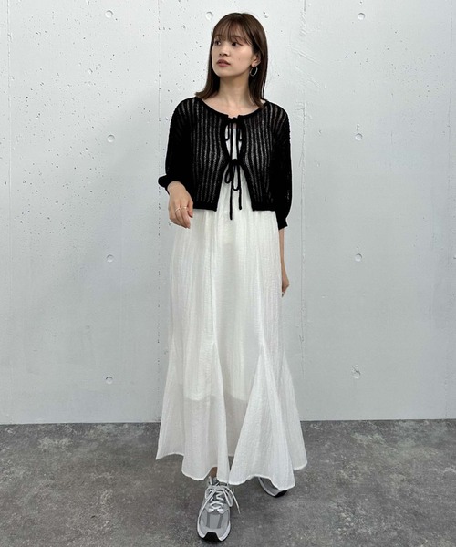 archives（アルシーヴ）の「２ｗａｙストライプメッシュニット×マーメイドキャミワンピースＳＥＴ（ワンピース・レディース・オレンジ/ブラック/ブルーグレー・MEDIUM）」の20枚目の写真