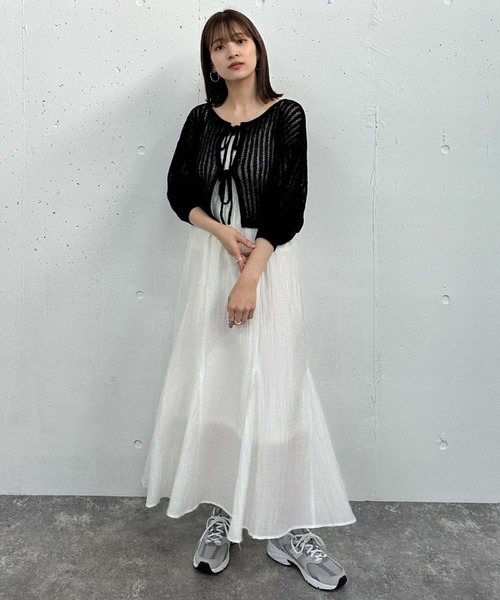 archives（アルシーヴ）の「２ｗａｙストライプメッシュニット×マーメイドキャミワンピースＳＥＴ（ワンピース・レディース・オレンジ/ブラック/ブルーグレー・MEDIUM）」の22枚目の写真