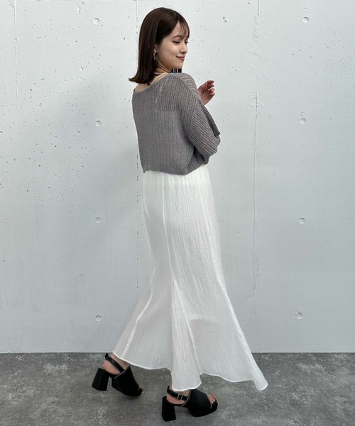 archives（アルシーヴ）の「２ｗａｙストライプメッシュニット×マーメイドキャミワンピースＳＥＴ（ワンピース・レディース・オレンジ/ブラック/ブルーグレー・MEDIUM）」の15枚目の写真