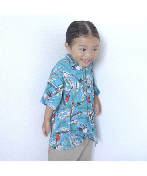 BREEZE（ブリーズ）の「【20周年】HY×BREEZE　HY総柄シャツ（シャツ/ブラウス・キッズ・レッド/ターコイズブルー・150/140/120/100）」の3枚目の写真