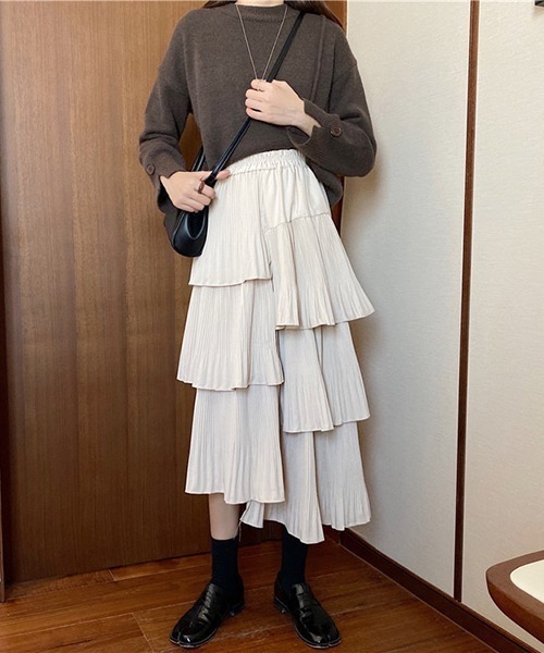 Chick(チック)の「Long tiered skirt / ロングティアードスカート(スカート・レディース・ブラック/ベージュ・FREE)」の2枚目の写真