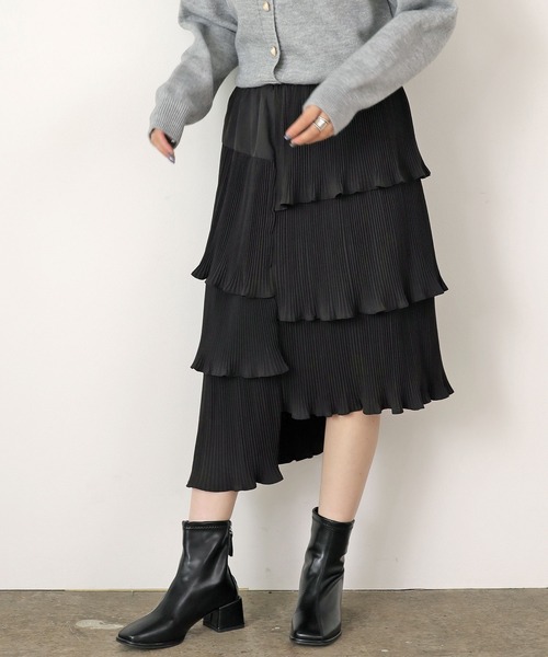 Chick(チック)の「Long tiered skirt / ロングティアードスカート(スカート・レディース・ブラック/ベージュ・FREE)」の4枚目の写真