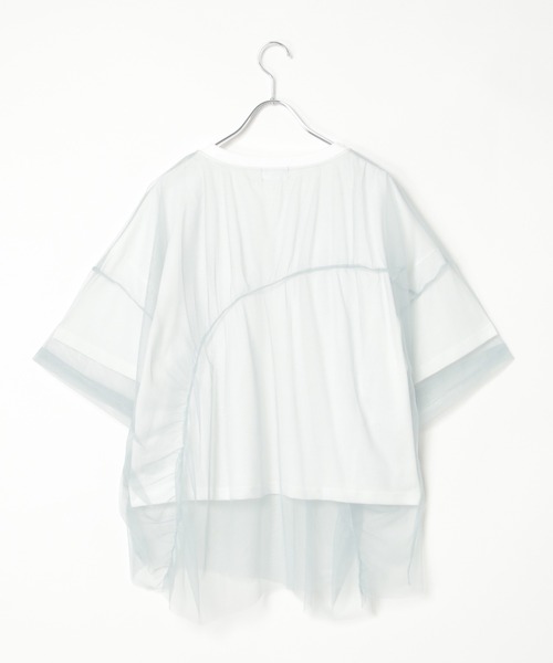 notch.(ノッチ)の「チュール切り替えデザインTシャツ(Tシャツ/カットソー・レディース・ベージュ/グレー/サックスブルー・M)」の5枚目の写真