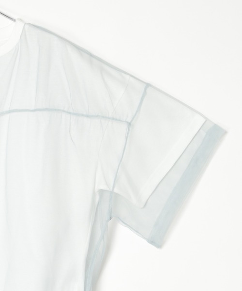 notch.(ノッチ)の「チュール切り替えデザインTシャツ(Tシャツ/カットソー・レディース・ベージュ/グレー/サックスブルー・M)」の7枚目の写真