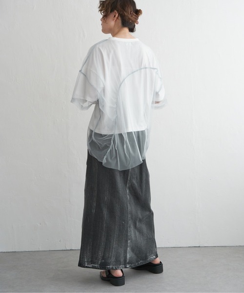 notch.(ノッチ)の「チュール切り替えデザインTシャツ(Tシャツ/カットソー・レディース・ベージュ/グレー/サックスブルー・M)」の16枚目の写真