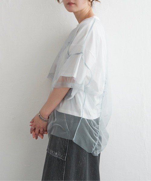 notch.(ノッチ)の「チュール切り替えデザインTシャツ(Tシャツ/カットソー・レディース・ベージュ/グレー/サックスブルー・M)」の20枚目の写真