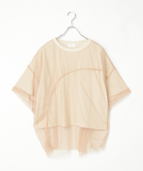 notch.(ノッチ)の「チュール切り替えデザインTシャツ(Tシャツ/カットソー・レディース・ベージュ/グレー/サックスブルー・M)」の13枚目の写真