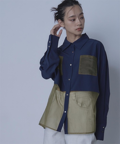 miette(ミエット)の「シアーポケットシャツ(シャツ/ブラウス・レディース・ブラック/ネイビー・FREE)」の8枚目の写真