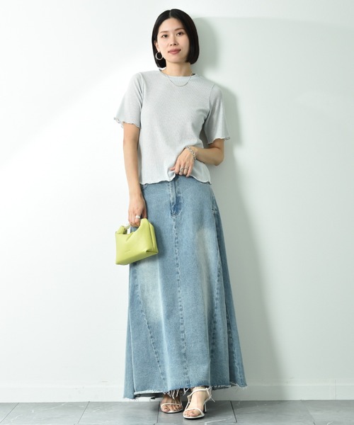 actuel(アクチュエル)の「【actuel】半袖ラメテレコリブプルオーバー(Tシャツ/カットソー・レディース・ブラック/シルバー・FREE)」の3枚目の写真