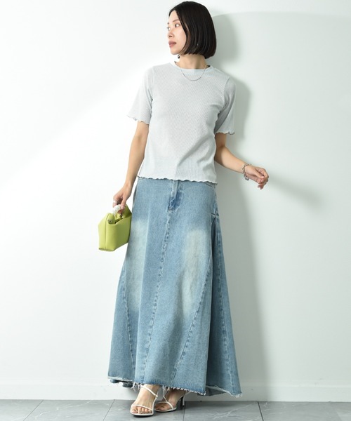 actuel(アクチュエル)の「【actuel】半袖ラメテレコリブプルオーバー(Tシャツ/カットソー・レディース・ブラック/シルバー・FREE)」の5枚目の写真