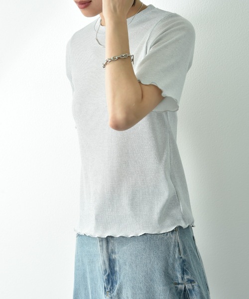 actuel(アクチュエル)の「【actuel】半袖ラメテレコリブプルオーバー(Tシャツ/カットソー・レディース・ブラック/シルバー・FREE)」の7枚目の写真