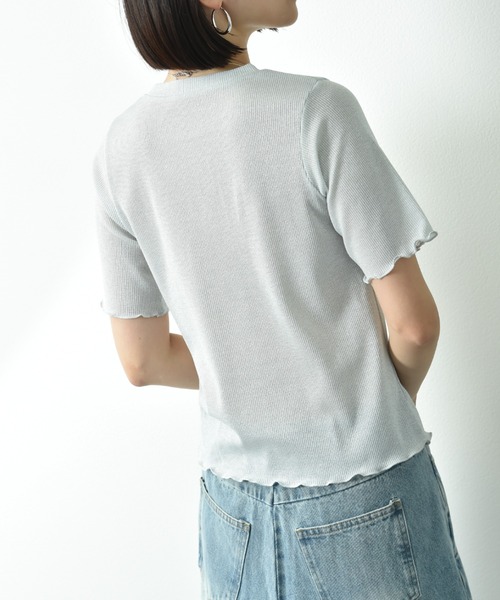 actuel(アクチュエル)の「【actuel】半袖ラメテレコリブプルオーバー(Tシャツ/カットソー・レディース・ブラック/シルバー・FREE)」の8枚目の写真