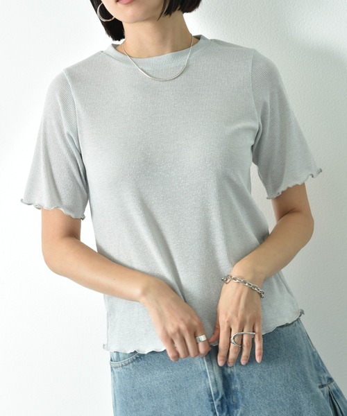 actuel(アクチュエル)の「【actuel】半袖ラメテレコリブプルオーバー(Tシャツ/カットソー・レディース・ブラック/シルバー・FREE)」の9枚目の写真