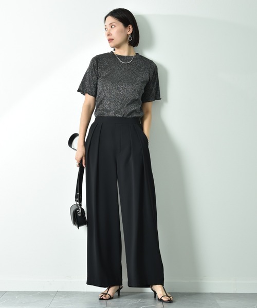 actuel(アクチュエル)の「【actuel】半袖ラメテレコリブプルオーバー(Tシャツ/カットソー・レディース・ブラック/シルバー・FREE)」の14枚目の写真