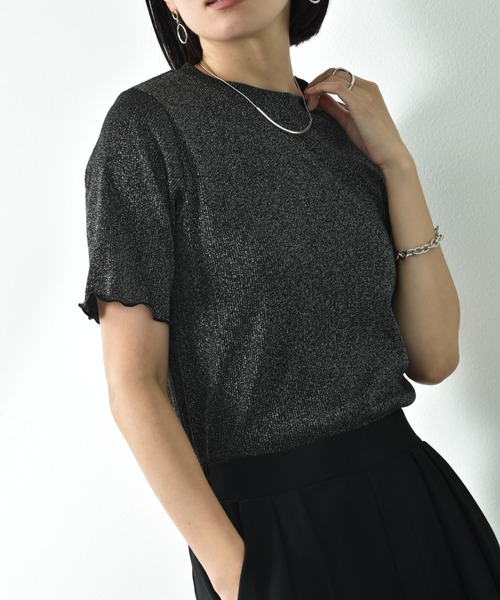 actuel(アクチュエル)の「【actuel】半袖ラメテレコリブプルオーバー(Tシャツ/カットソー・レディース・ブラック/シルバー・FREE)」の21枚目の写真