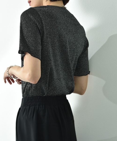 actuel(アクチュエル)の「【actuel】半袖ラメテレコリブプルオーバー(Tシャツ/カットソー・レディース・ブラック/シルバー・FREE)」の20枚目の写真
