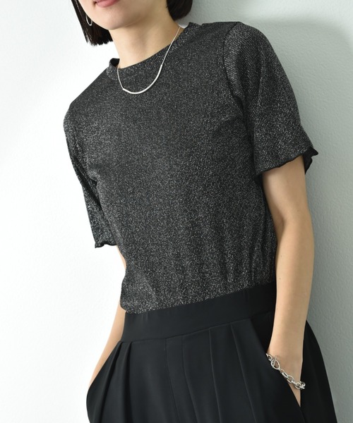 actuel(アクチュエル)の「【actuel】半袖ラメテレコリブプルオーバー(Tシャツ/カットソー・レディース・ブラック/シルバー・FREE)」の18枚目の写真