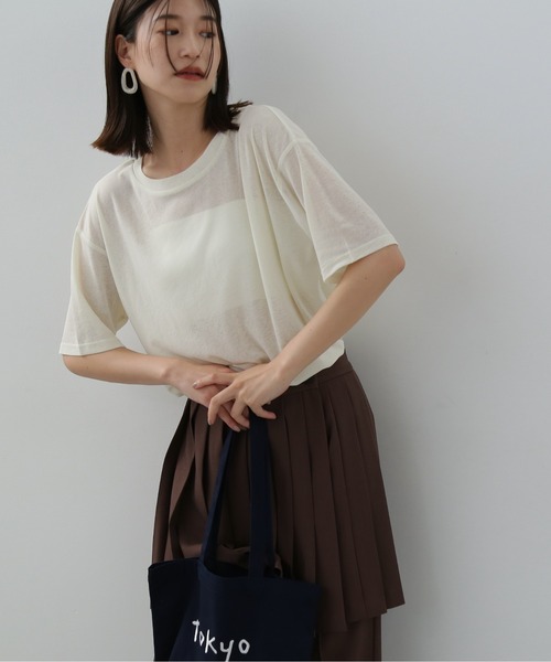 N.（N. Natural Beauty Basic）（エヌエヌナチュラルビューティーベーシック）の「◆◇スラブ天竺シアーカットソー（Tシャツ/カットソー・レディース・ピンク/チャコールグレー/クリーム・MEDIUM）」の3枚目の写真