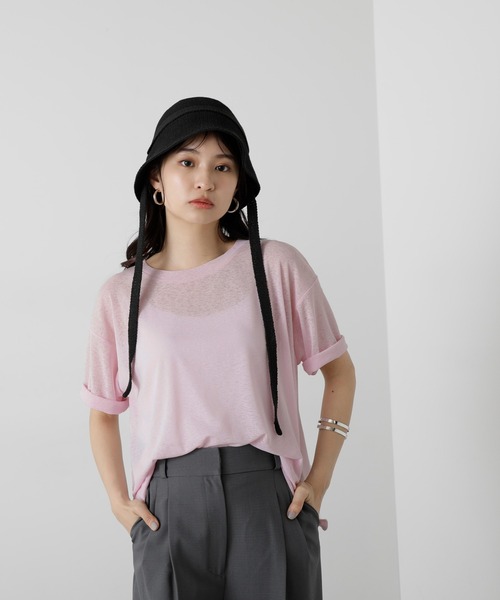 N.（N. Natural Beauty Basic）（エヌエヌナチュラルビューティーベーシック）の「◆◇スラブ天竺シアーカットソー（Tシャツ/カットソー・レディース・ピンク/チャコールグレー/クリーム・MEDIUM）」の20枚目の写真