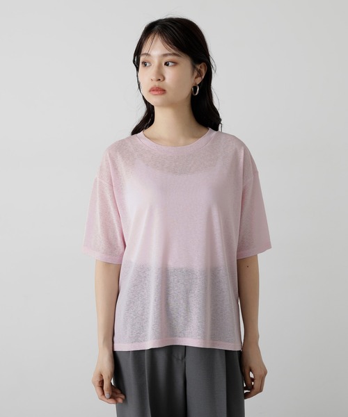 N.（N. Natural Beauty Basic）（エヌエヌナチュラルビューティーベーシック）の「◆◇スラブ天竺シアーカットソー（Tシャツ/カットソー・レディース・ピンク/チャコールグレー/クリーム・MEDIUM）」の14枚目の写真