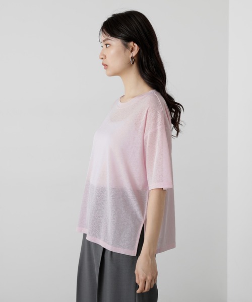 N.（N. Natural Beauty Basic）（エヌエヌナチュラルビューティーベーシック）の「◆◇スラブ天竺シアーカットソー（Tシャツ/カットソー・レディース・ピンク/チャコールグレー/クリーム・MEDIUM）」の5枚目の写真