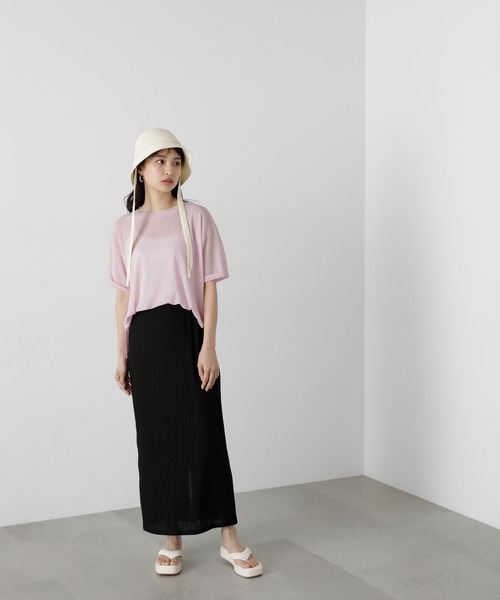 N.（N. Natural Beauty Basic）（エヌエヌナチュラルビューティーベーシック）の「◆◇スラブ天竺シアーカットソー（Tシャツ/カットソー・レディース・ピンク/チャコールグレー/クリーム・MEDIUM）」の17枚目の写真