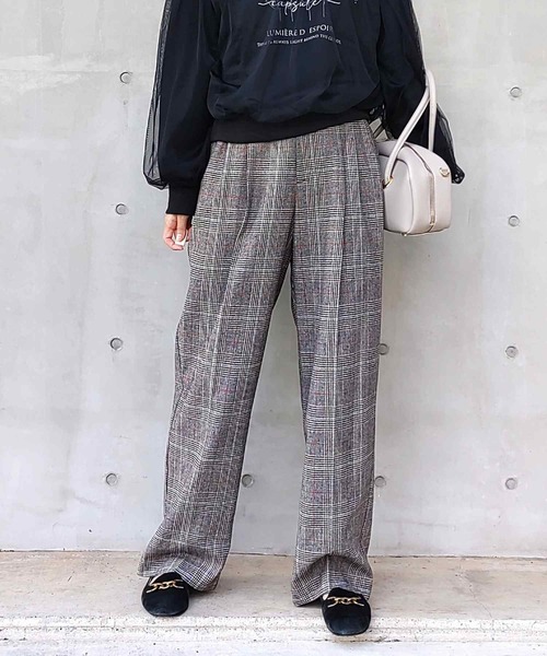 Q(キュー)の「ワイドタックパンツ(スラックス・レディース・ブラック系その他/グレー/ブラック・MEDIUM)」の4枚目の写真