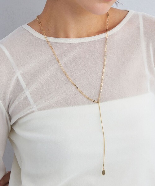 green label relaxing（グリーンレーベルリラクシング）の「スライド スクエアチェーン ネックレス（ネックレス・レディース・ゴールド/シルバー・FREE）」の2枚目の写真