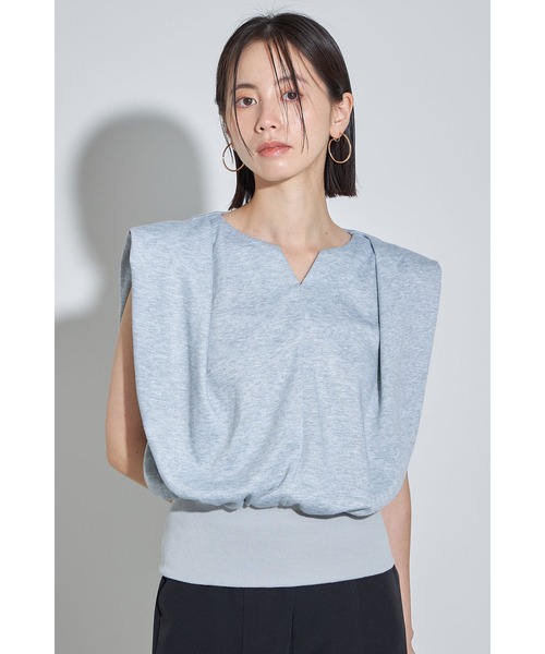 &. NOSTALGIA(アンドドットノスタルジア)の「ショルダータック裏毛プルオーバー(Tシャツ/カットソー・レディース・ブラック/グレー・M)」の1枚目の写真