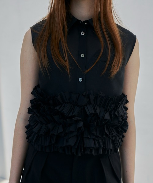 JOSE MOON(ジョゼムーン)の「RANDOM FRILL BLOUSE/ランダムフリルブラウス(シャツ/ブラウス・レディース・ホワイト/ブラック・FREE)」の11枚目の写真
