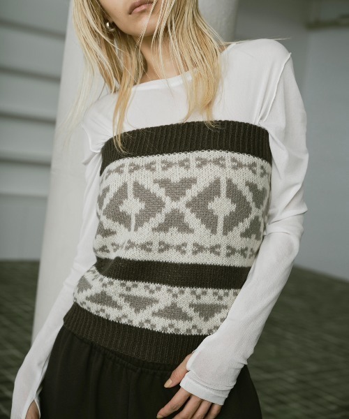 AIC.（エーアイシー）の「ノルディックパターンニットビスチェ
