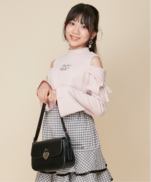 JENNI（ジェニィ）の「ハート金具ショルダー（ショルダーバッグ・キッズ・オフホワイト/サックスブルー/ブラック・F）」の2枚目の写真